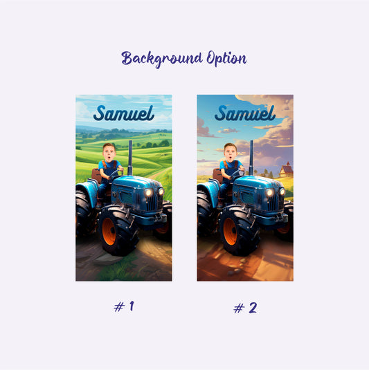 Boy on Tractor Beach Photo Towel, Kids Farm Print Swimming Towel - Custamazegifts.com