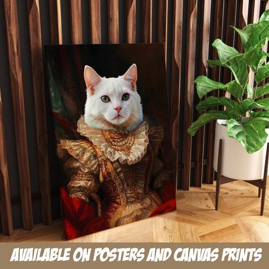 Princess Cat Personalized Pet Portrait from Photo, Cat Lover Gifts