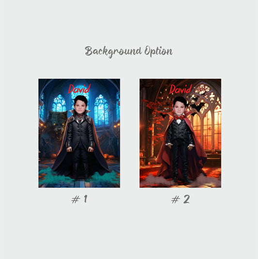 Dracula Vampire Personalized Canvas, Digital Portrait Boys Horror Gift - Custamazegifts.com