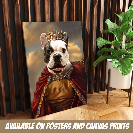 Royal Pet Portrait Custom Poster, King Dog Custom Canvas Print