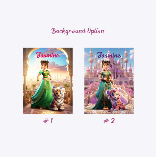Photo on Canva Custom Princess Jasmine, Personalized Canvas Aladdin Gift Girl - Custamazegifts.com