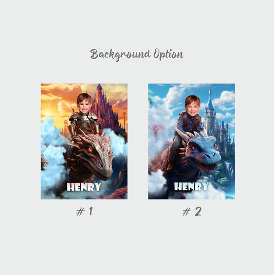 Prince and Dragon Photo Canvas Wall Art, Dragon Theme Gift for Him - Custamazegifts.com