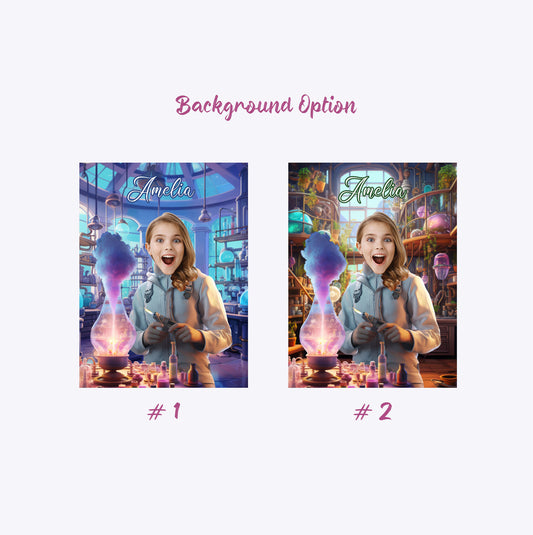 Wall Art Scientist Girl Canvas, Photoshop Magician Portrait - Custamazegifts.com