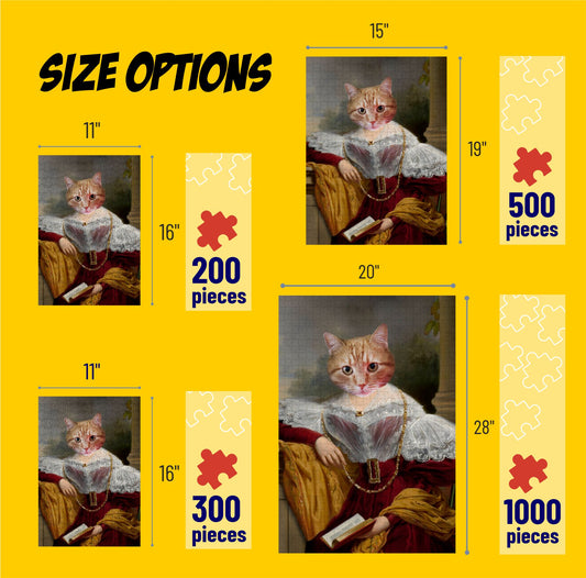 Elegant Lady Cat Portrait Puzzle, Personalized Pet Photo Puzzles PC18