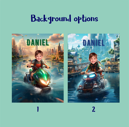 Personalized Jet Ski Boy Photo Poster, Picture Poster Print - Custamazegifts.com