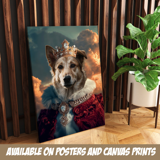 King Royal Dog Portrait from Photo, Personalized Dog Lover Gifts