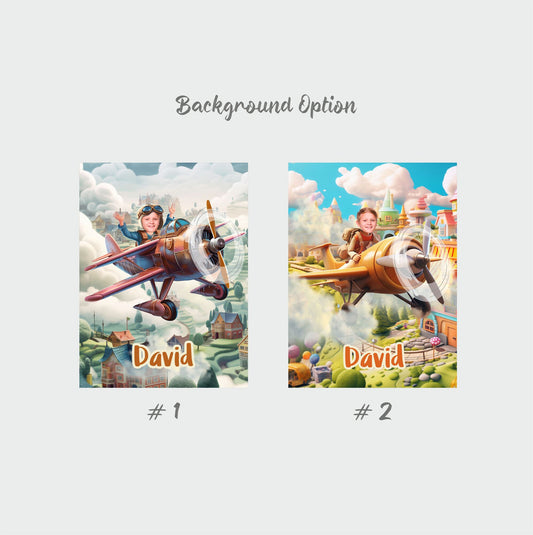 Custom Photo Canvas Portrait Boys Airline Pilot Helmet Gift for Him Boy - Custamazegifts.com