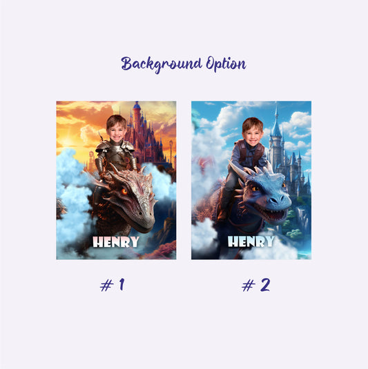 Boy Knight on the Dragon Personalized Blanket with Your Face - Custamazegifts.com