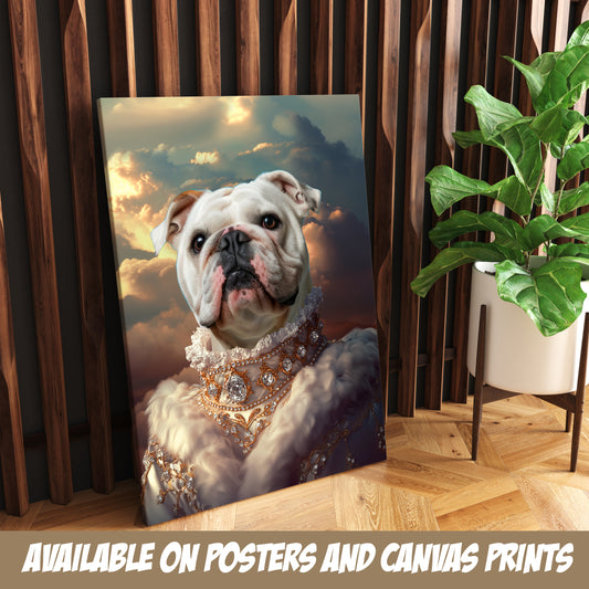 Regal Pet Portrait from Photo, Custom Dog Portrait Canvas Poster Wall Art
