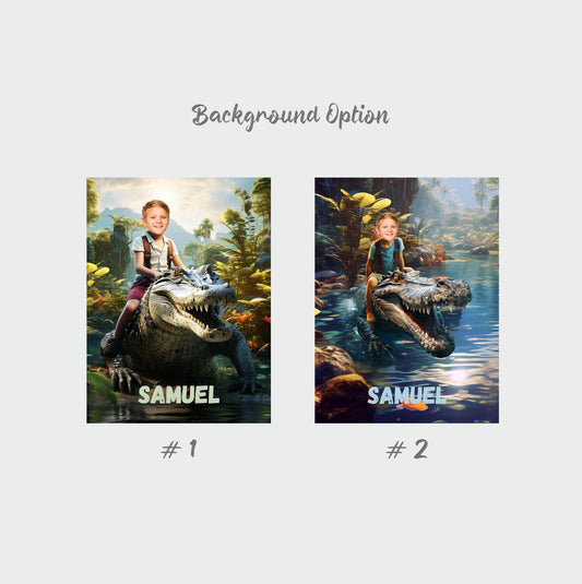 Personalized Canvas Boy, Alligator Photo Name Crocodile Lover Custom Portrait - Custamazegifts.com