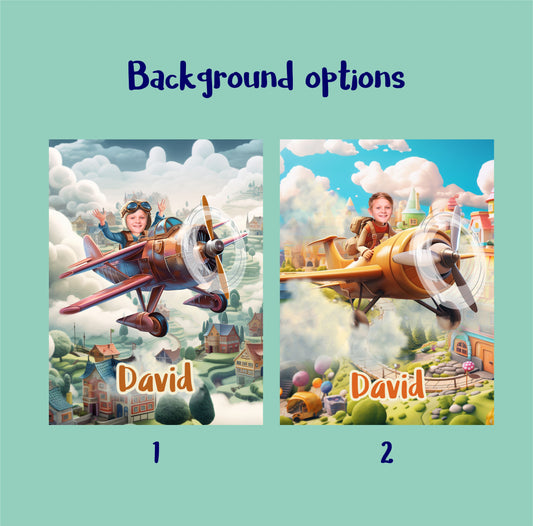 Pilot Gift for Him Custom Poster Digital Photo Airplane Gifts - Custamazegifts.com