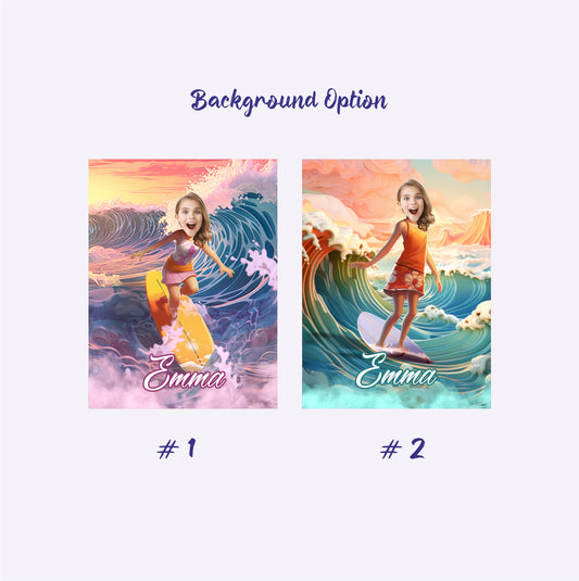 Surfing Girl Personalized Blanket from Photo, Surf Themed Birthday Gifts for Her - Custamazegifts.com