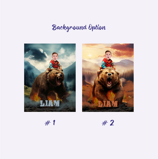 Boys Photo Blanket, Kids Custom face Bear and Boy Gift for Animal Lover - Custamazegifts.com