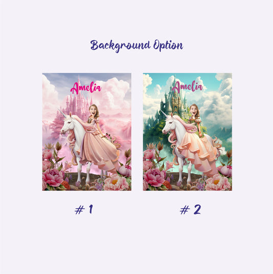 Custom Unicorn Princess Photo Blanket For Girls, Personalized Name Blanket - Custamazegifts.com