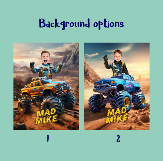 Picture Poster Print Monster Truck, Boys Custom Photo Poster - Custamazegifts.com