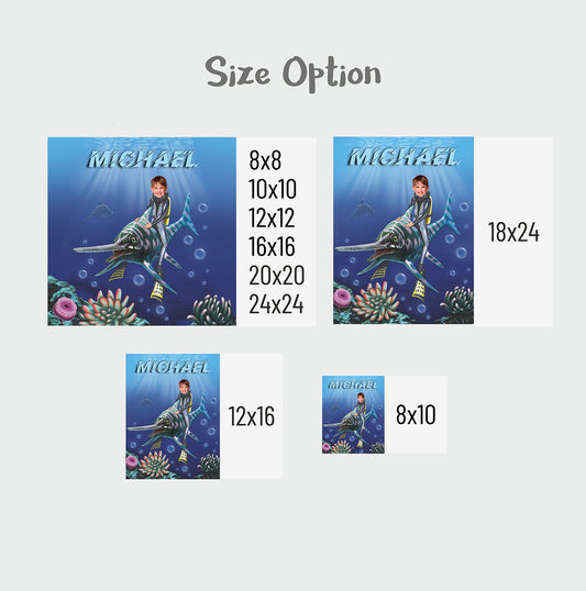 Water Dinosaur Boys Photo Canvas, Ocean Life Canvas Wall Art for Kids - Custamazegifts.com