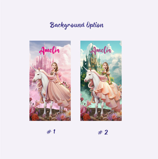 Photo Beach Unicorn Princess Towel, Girls Personalized Towels with Fairytale Print - Custamazegifts.com