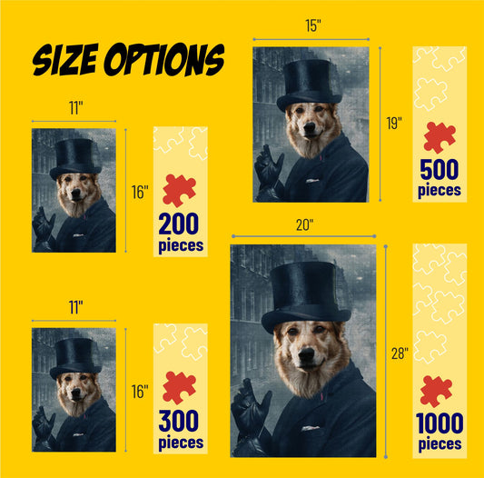 Custom Pet Puzzle, Detective in Top Hat Vintage Pet Portrait Jigsaw Puzzle PC19