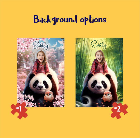 Girl and a Panda Custom Photo Puzzle, Personalized Gift for Her - Custamazegifts.com