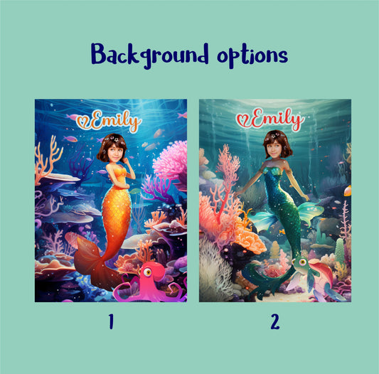 Mermaid Face Photo Custom Poster Print Girls Portrait - Custamazegifts.com