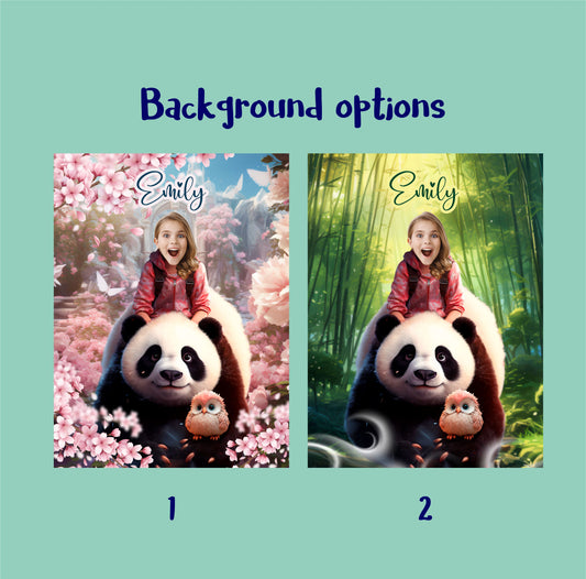Custom Poster with Panda and Girl from Photo, Panda Lover Portrait - Custamazegifts.com
