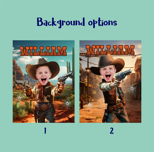 Western Boys Custom Poster, Cowboy Custom Portrait from Photo - Custamazegifts.com