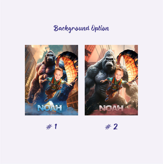 Personalized Blanket King Kong Kids Custom Face, Boys Bed Room Blanket - Custamazegifts.com