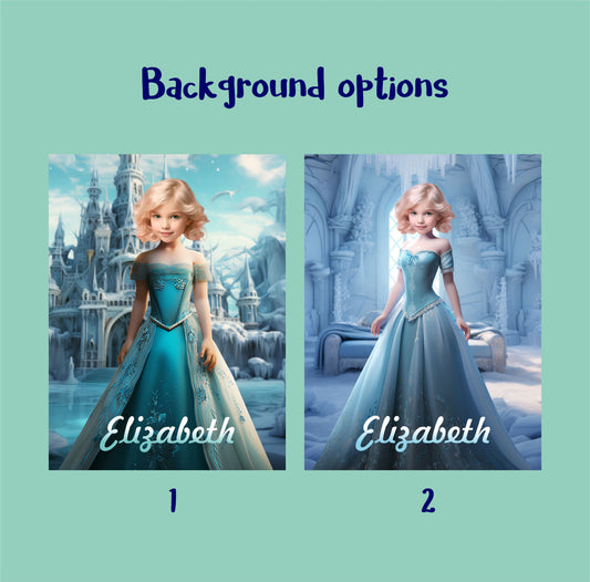 Princess Custom Photo Poster, Elsa Frozen Digital Portrait - Custamazegifts.com