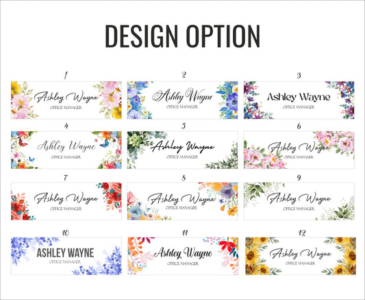 Floral Design Desk Name Plate, Acrylic Nameplate Gift for Women