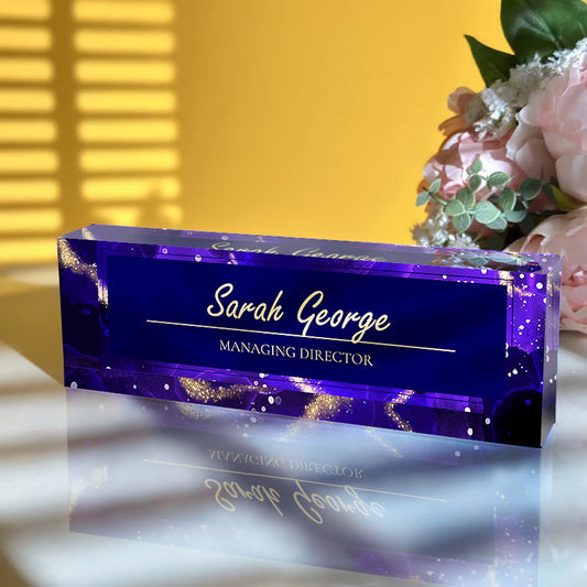 Marble Desk Name Plate Personalized Acrylic Sign - Custamazegifts.com
