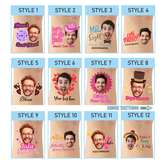 Groom Face Tattoos, Bride Tattoo Bachelorette Party Favours - Custamazegifts.com