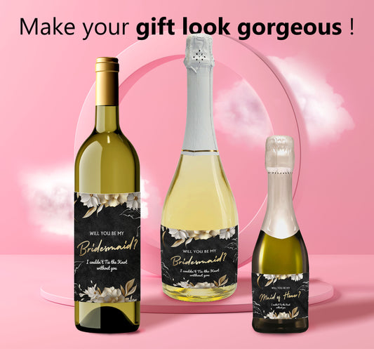 Will You Be My Bridesmaid Champagne Wine Bottle Label Set of 10 Stickers - Custamazegifts.com