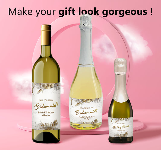 Be My Bridesmaid Proposal Bottle Label Set of 10 Stickers for Wine Champagne - Custamazegifts.com