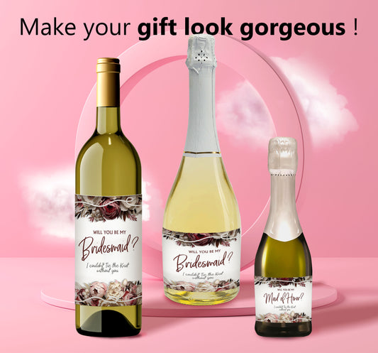 Bridesmaid Proposal Set of 10 Wine Champagne Bottle Labels, Bachelorette Favors - Custamazegifts.com
