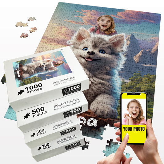 Girl on the Wolf Personalized Puzzle from Photo - Custamazegifts.com