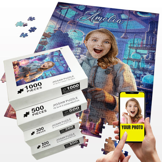Personalized Jigsaw Photo Puzzle for Gift Scientist Girl - Custamazegifts.com