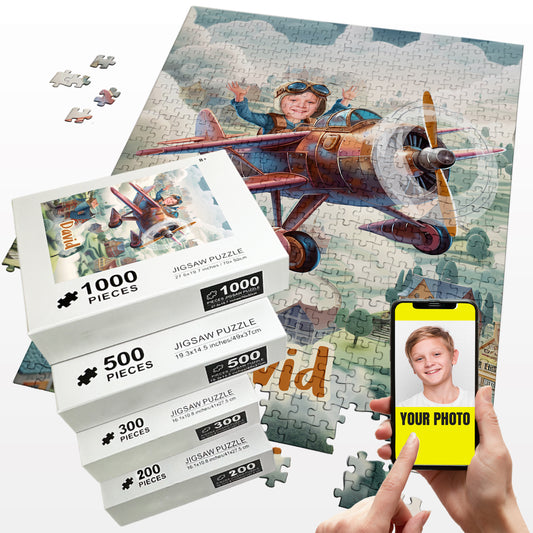 Portrait Puzzle From Photo, Boy Pilot Gift for Him - Custamazegifts.com