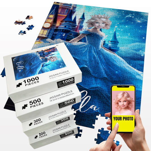 Cinderella Princess Custom Kids Puzzle for Gift, Portrait Puzzle From Photo - Custamazegifts.com