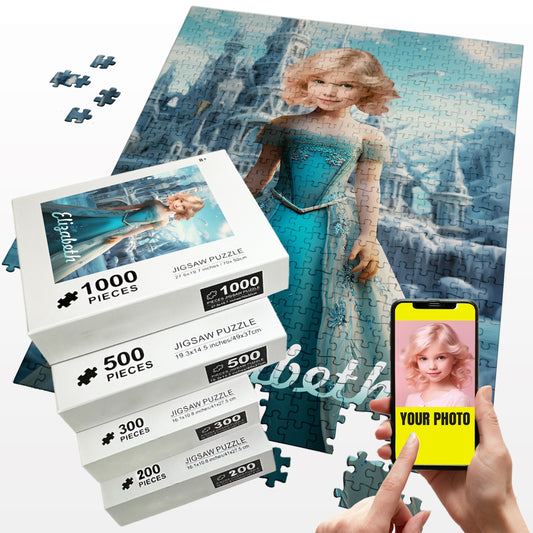 Customized Photo Puzzle Game, Elsa Princess Fairy Tale Little Girl Gift - Custamazegifts.com