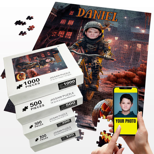 Kids Face on Puzzle Boys Personalized Zombie Photo Gifts - Custamazegifts.com
