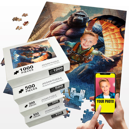 Add Any Face Puzzle King Kong and Kids Photo on Puzzle - Custamazegifts.com