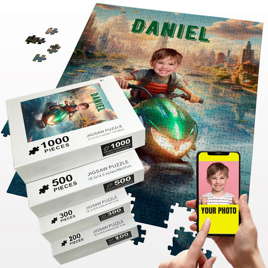 Personalized Gift Puzzle for Jet Ski Fan, Add any face Puzzle - Custamazegifts.com