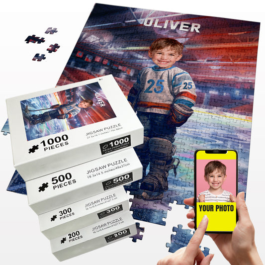 Hockey Player Jigsaw Puzzle Photo Gift for Him - Custamazegifts.com