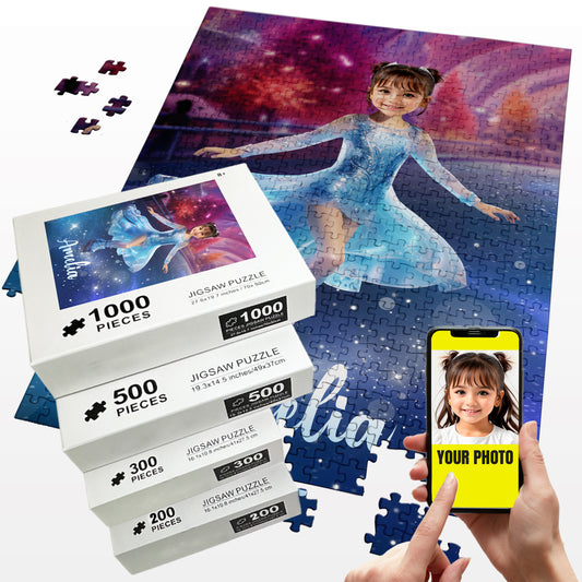 Custom Kids Portrait Puzzle From Photo, Figure Skating Lover Gifts - Custamazegifts.com