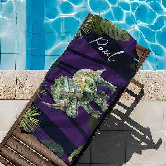 Personalized Beach Towel Dinosaur Birthday Gift for Kids, Gifts for Grandkids