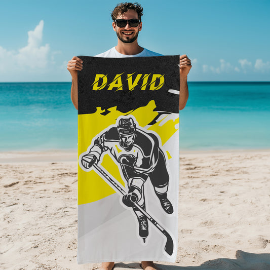 Hockey Team Gifts, Custom Beach Towel for Hockey Player, Hockey Fan Gift