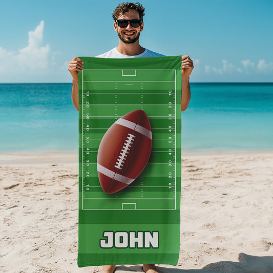 Football Personalized Team Beach Towel, Custom Name Number Towel
