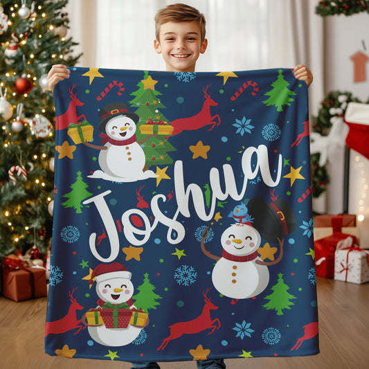 Merry Christmas Blanket Snowman Decor, Funny Christmas Gift for Kids Grandkids XM7