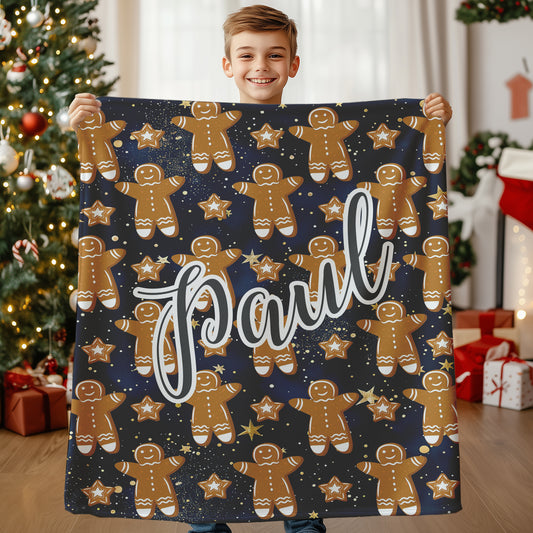 Personalized Christmas Gift, Gingerbread Blanket for Kids Gift XM9