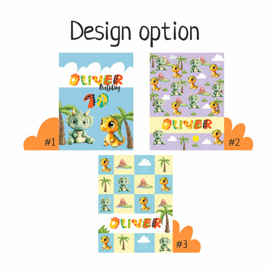 Kids Custom Baby Blanket Dinosaur Gifts, First Birthday Gifts with Dino Print